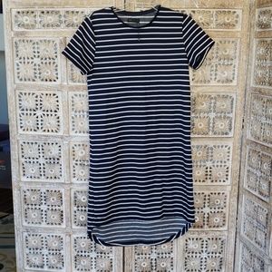 Navy And White striped Short Sleeve dress by SEED Sz L